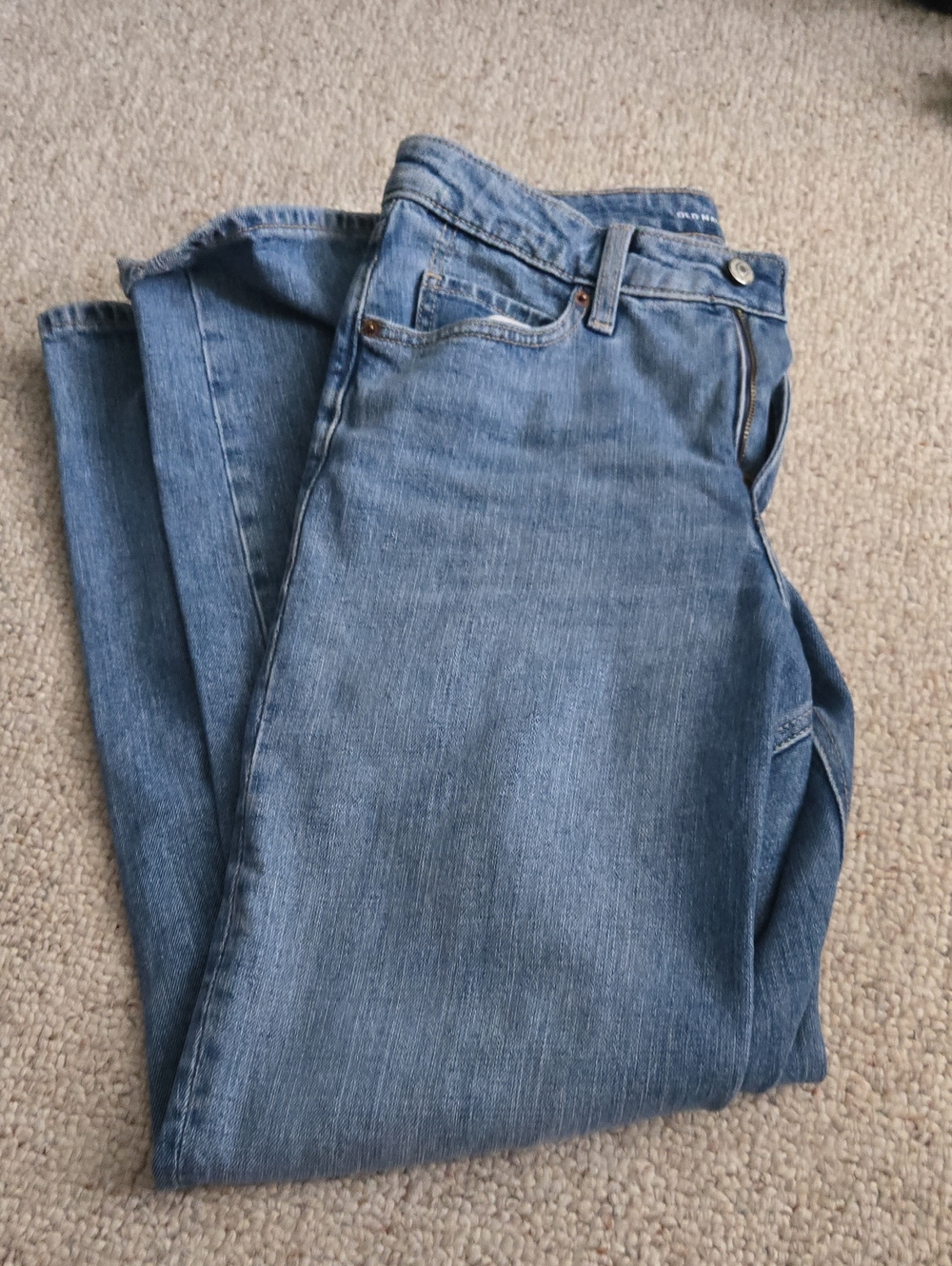 Old Navy Extra High-Rise Straight Secret-Smooth Pockets Jeans in Blue